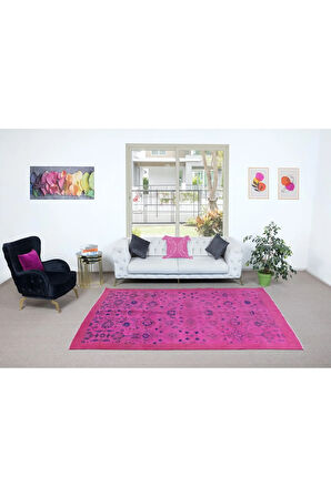 197x275 cm, Eski El Yapımı Türk İşi Halı, El Dokuma Pembe Halı