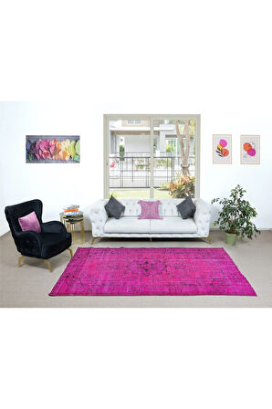 178x294 cm, Pembe El dokuması Halı, El Düğümlü Alan Halısı, Eski Türk Halısı