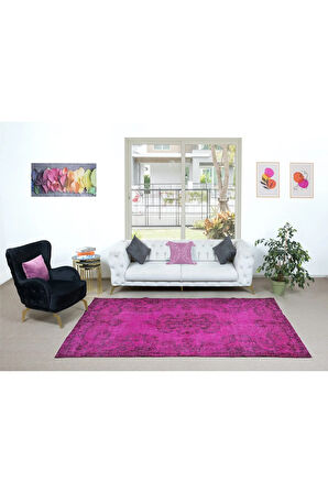 176x291 cm, El Düğümlü Pembe Halı, Modern El Dokuması Yün ve Pamuktan Yapılmış Alan Halısı