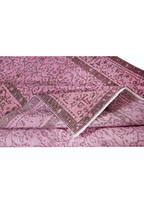 156x273 cm, El Düğümlü Pembe Halı, Dekoratif El Dokuması Yün ve Pamuktan Yapılmış Alan Halısı