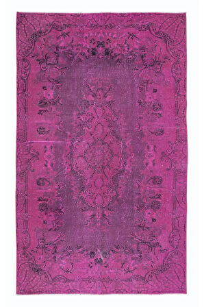 163x263 cm, El Yapımı Türk Halısı, Pembe El Dokuması Halı, Modern Yünlü Halı