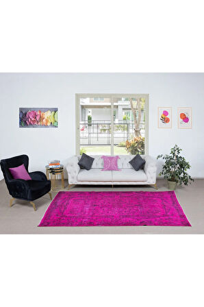 173x275 cm, Geleneksel El Dokuması Pembe Halı, Anadolu'dan Yünlü Halı, Modern Alan Halısı
