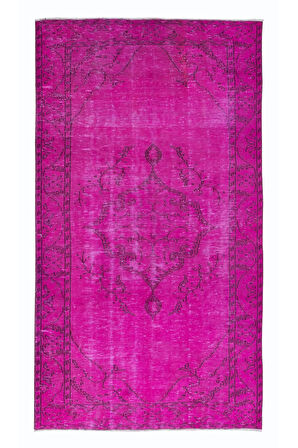 162x281 cm, El Dokuması Halı, Pembe Modern Halı, El Yapımı Yünlü Halı