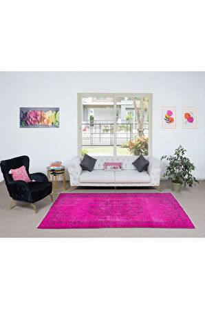 162x281 cm, El Dokuması Halı, Pembe Modern Halı, El Yapımı Yünlü Halı