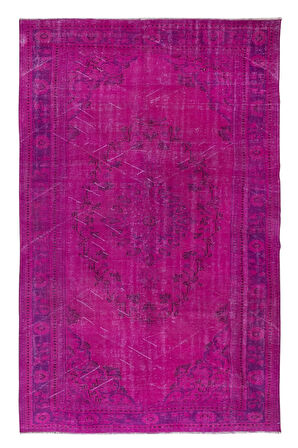 192x303 cm, Modern Ev ve Ofis Dekoru için Pembe Halı, El Yapımı Anadolu Halı
