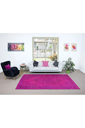 192x303 cm, Modern Ev ve Ofis Dekoru için Pembe Halı, El Yapımı Anadolu Halı