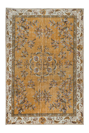 200x304 Cm Turuncu Tonlarda Alan Halısı, Oturma Odası Halısı, El Yapımı Halı