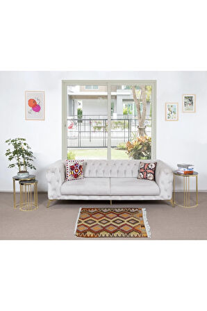 85x109 cm El Dokuma Anadolu Kilimi, %100 Yünden Yapılmıştır, Eski Çok Renkli Küçük Halı