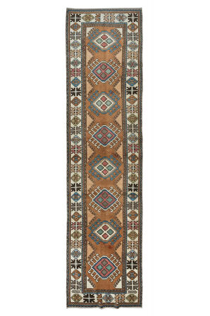 105x406 Cm El Düğümlü Türk Koridor Halısı, Yaklaşık 2000'lerde Yapıldı, Dar Koridor Yolluğu