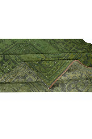 150x362 cm Yeşil El Dokuması Halı, Yolluk Halı, Modern Koridor Halısı