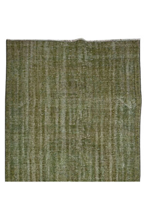 125x348 cm Yeşil El Dokuması Yolluk Halı, Mutfak Halısı, Eski Koridor Halısı