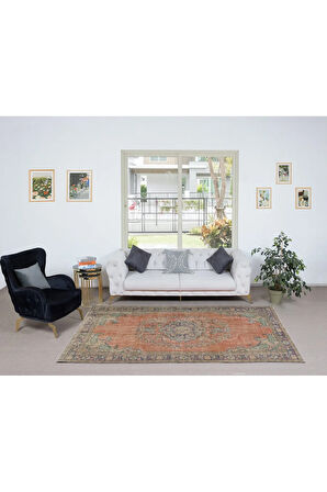 175x283 cm Eski Geleneksel El Yapımı Türk Halısı, Yünlü El Düğümlü Halı