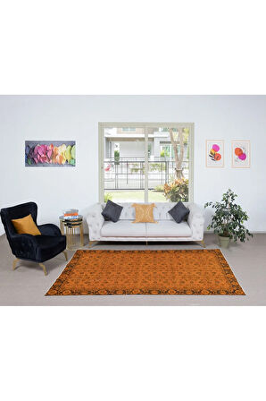 170x282 cm Turuncu Halı, Yenilenmiş El Dokuma Halı, El Yapımı Halı, El Düğümlü Modern H