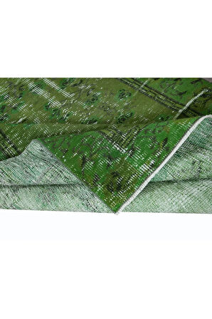 163x266 cm El Yapımı Türk Halısı, Yeşil El Dokuması Halı, Modern Yünlü Halı