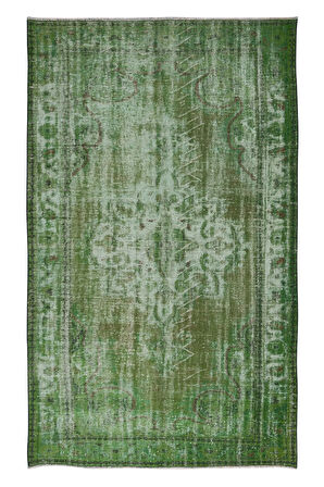 165x272 cm Modern Ev Dekoru Halı, Yeşil El Yapımı Halı, Geleneksel Yünlü Halı
