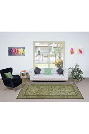 172x292 cm Modern Ev ve Ofis Dekoru için Yeşil Halı, El Yapımı Anadolu Halı