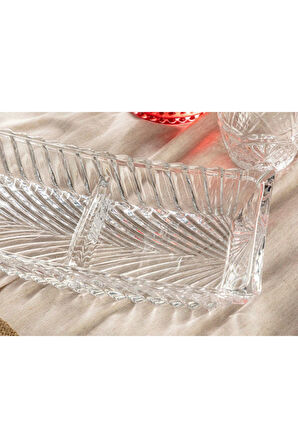 Gilan Cam 3 Bölmeli Sunum Tabağı 40 Cm Şeffaf