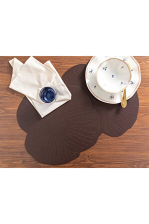 Flowery Suni Deri 2'li Amerikan Servis 40 Cm Kahverengi