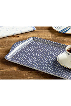 Navy Dots Melamin Tepsi 39x24 Cm Lacivert