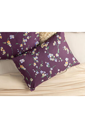 Wild Pansies Pamuklu 2'li Yastık Kılıfı 50x70 Cm Mürdüm
