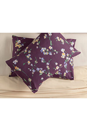 Wild Pansies Pamuklu 2'li Yastık Kılıfı 50x70 Cm Mürdüm