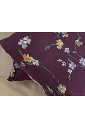 Wild Pansies Pamuklu 2'li Yastık Kılıfı 50x70 Cm Mürdüm