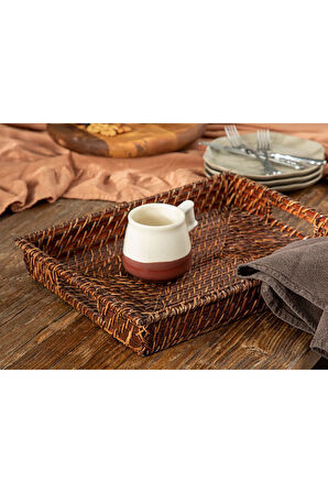 Lana Rattan Tepsi 40x30 Cm Kahve