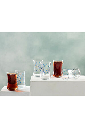 Dotsy Cam 6'lı Çay Bardağı 155 ml Lacivert