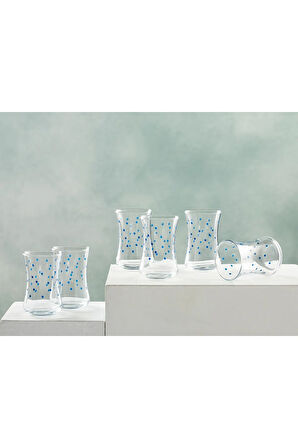 Dotsy Cam 6'lı Çay Bardağı 155 ml Lacivert