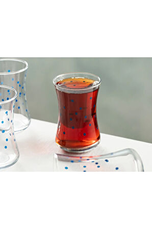 Dotsy Cam 6'lı Çay Bardağı 155 ml Lacivert