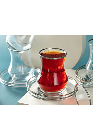 Oslo Cam 6'lı Çay Seti 170 ml Silver