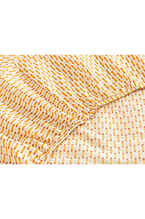 Diamond Stripe Kolay Ütülenir Tek Kişilik Lastıklı Çarşaf 100x200 Cm Sarı