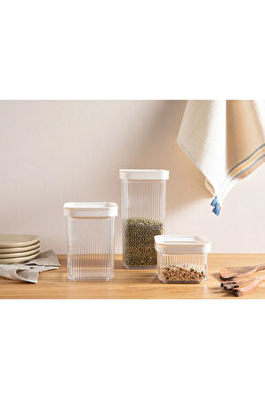 Boston Plastik 3lü Kare Erzak Kabı 550+1200+1750 Ml Bej