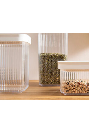 Boston Plastik 3lü Kare Erzak Kabı 550+1200+1750 Ml Bej