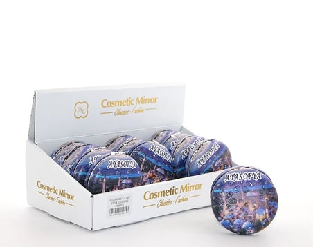 Evimdeyokyok Taşlı İstanbul Tasarımı Yuvarlak El Aynası Ayasofya 7x7 Cm