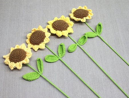 Evimdeyokyok Alk4976 El Örgüsü Ay Çiçeği 40x9 Cm Yapay Çiçek