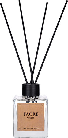 FAORE WOODY Çubuklu | Oda Kokusu | 120ml | Diffuser | Paçuli, Okaliptüs & Limon – Ferah Odunsu Koku