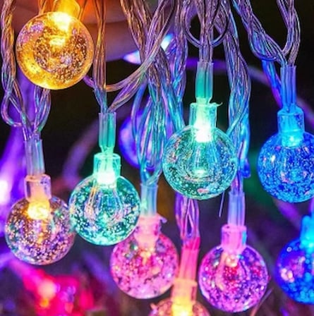 Evimdeyokyok Yılbaşı Süsleri 3m 20 Led Kristal Top RGB Pilli