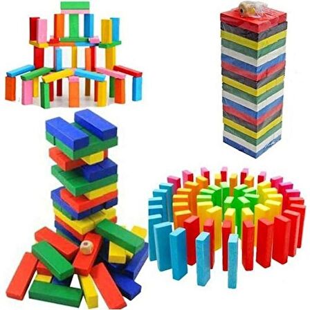 Ahşap Renkli Denge Jenga Oyunu Çocuk Oyun Oyuncak