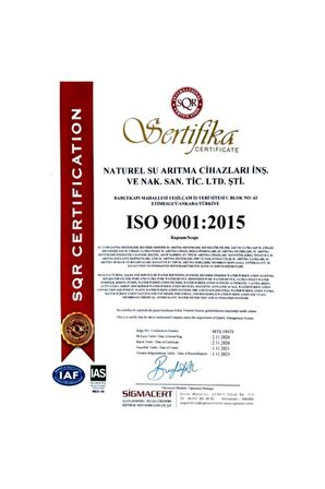 Su Arıtma Cihazı Membran Filtresi Qr(kare Kod) 2021 Üretim