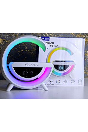 Hm-2307 Bluetooth Hoparlör Rgb Led Işıklı Speaker Alarm Saat Fm Radyo Aux Usb Sd Kart Wireless Şarj