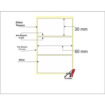 PİA Kuşe Etiket 30 x 60 mm 1.000 Adet Kuşe Barkod Etiketi 1000 Sarım