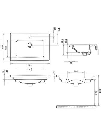 Turavit Bella Etajerli Lavabo 65 Cm BL0401T