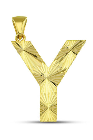 14 Ayar Altın Kalemli Parlak Y Harfi Kolye Ucu