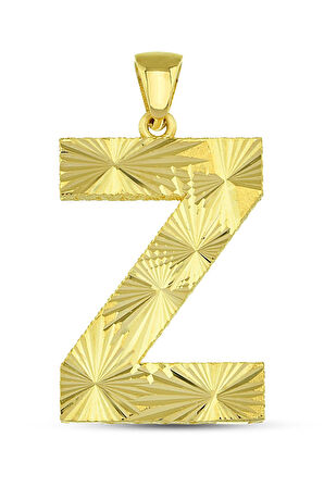 14 Ayar Altın Kalemli Parlak Z Harfi Kolye Ucu