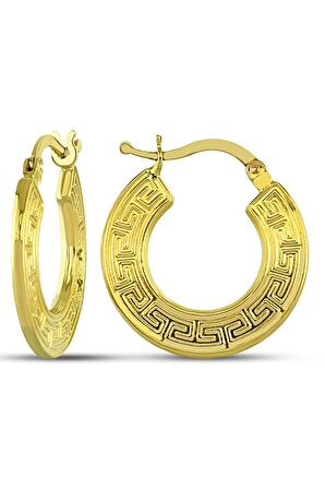 Altınkesesi 14 Ayar Altın Grek Desenli Küpe 1.8 Cm