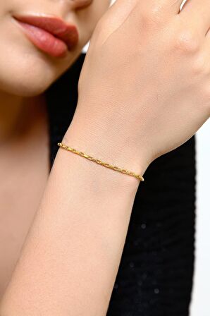 Altınkesesi Altın Parlak Zincir Bileklik Unisex
