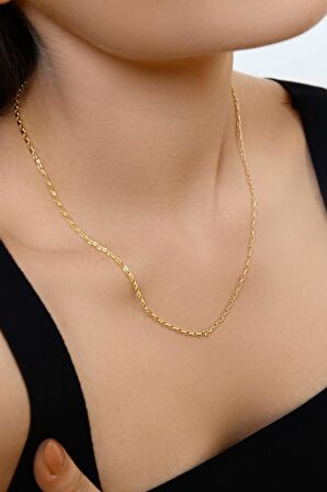 14 Ayar Altın Unisex Parlak Zincir Kolye