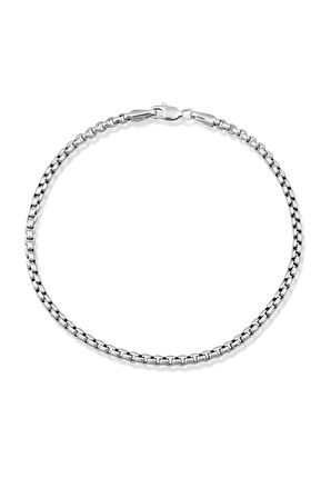 14 Ayar Altın Unisex Beyaz Kare Küp Zincir Bileklik 2.5 Mm