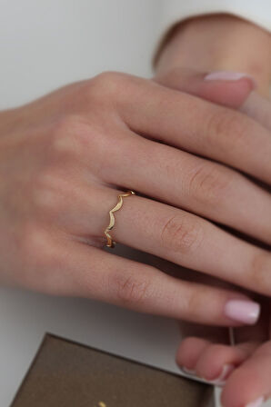 14 Ayar Altın Dalga Yüzük